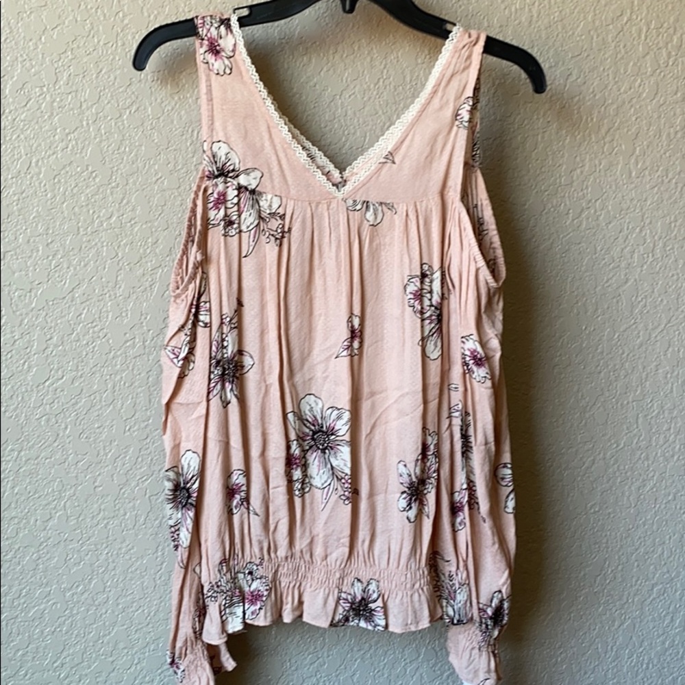 nwt pink cold shoulder top